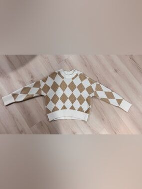 Abercrombie & Fitch Cream & Tan Cozy Knit Sweater